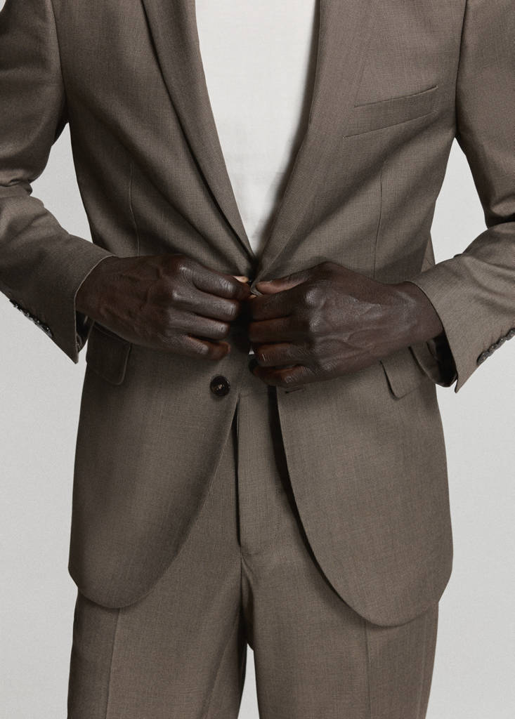 Super slim-fit suit jacket in stretch fabric — Medium Brown