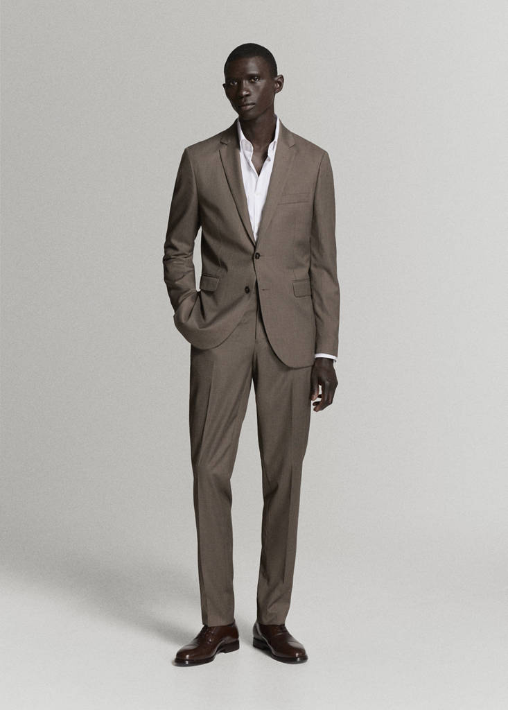 Super slim-fit suit jacket in stretch fabric — Medium Brown