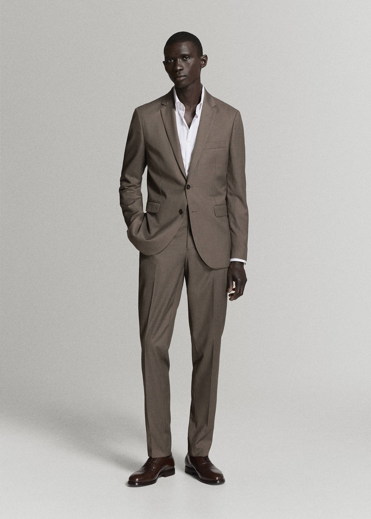 Super slim-fit suit jacket in stretch fabric — Medium Brown