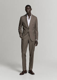 Super slim-fit suit jacket in stretch fabric — Medium Brown 11