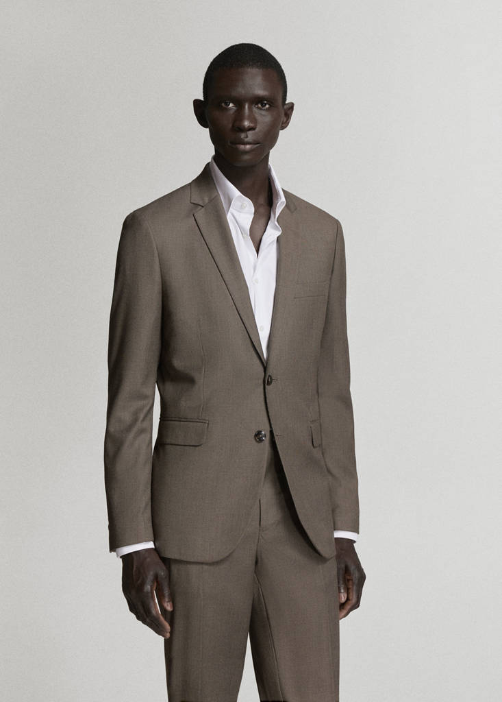 Super slim-fit suit jacket in stretch fabric — Medium Brown