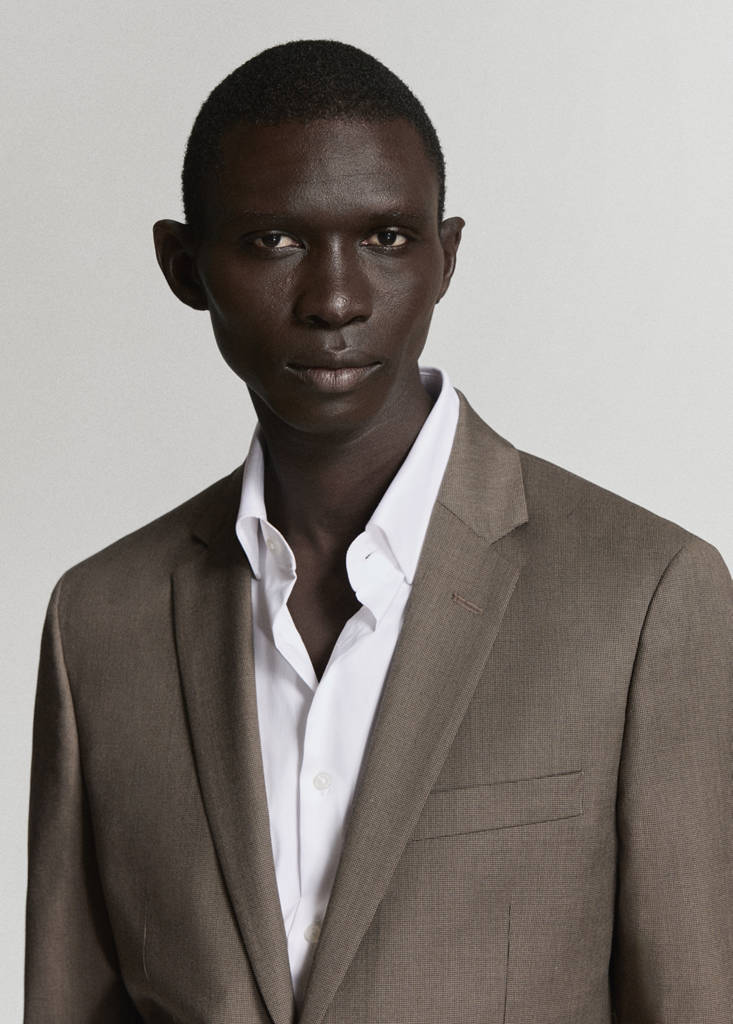 Super slim-fit suit jacket in stretch fabric — Medium Brown