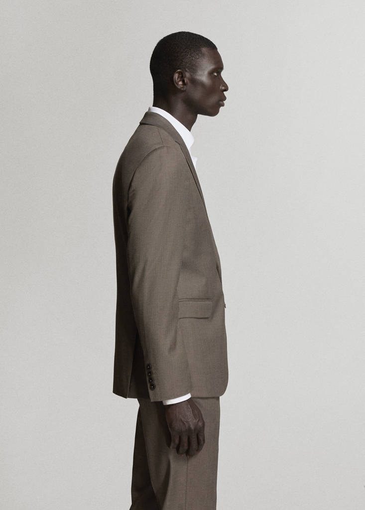 Super slim-fit suit jacket in stretch fabric — Medium Brown
