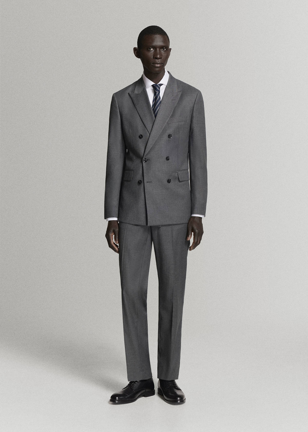 Monaco double-breasted slim-fit suit jacket — Medium Heather Grey