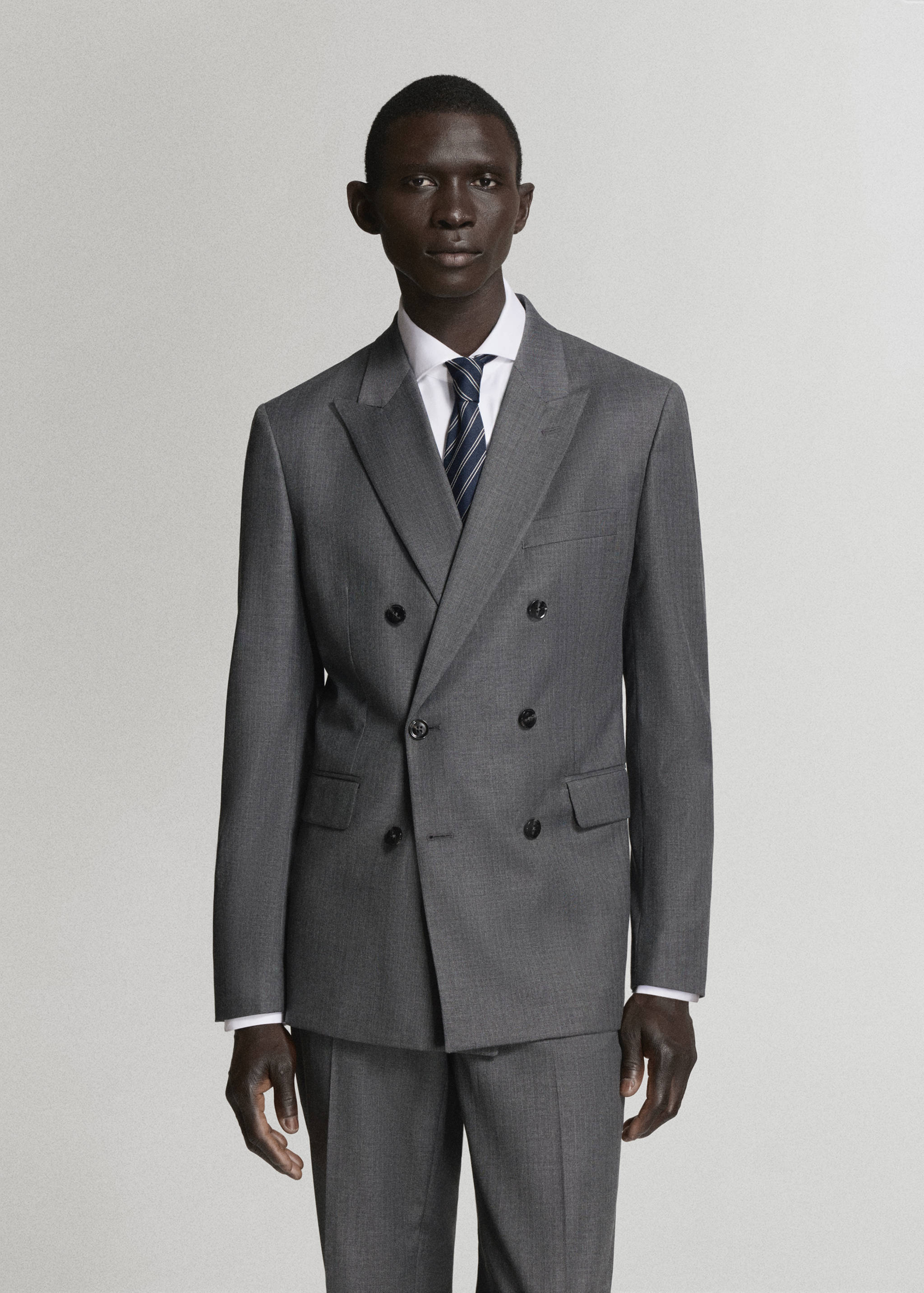 Monaco double-breasted slim-fit suit jacket - Medium plane