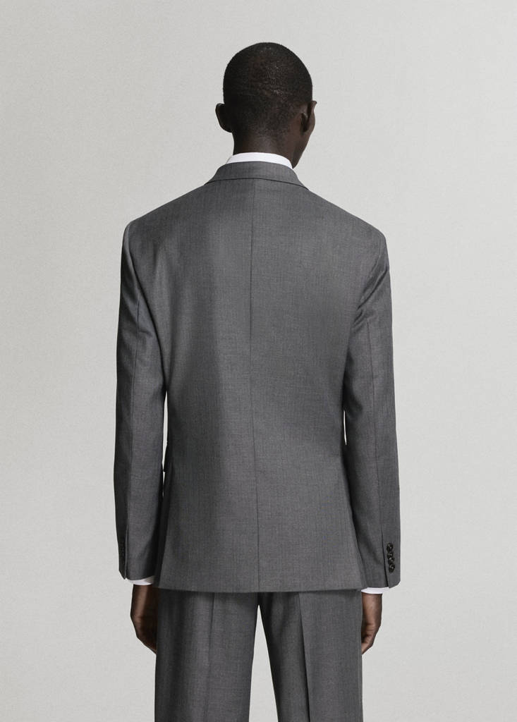 Monaco double-breasted slim-fit suit jacket — Medium Heather Grey