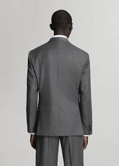 Monaco double-breasted slim-fit suit jacket — Medium Heather Grey 3