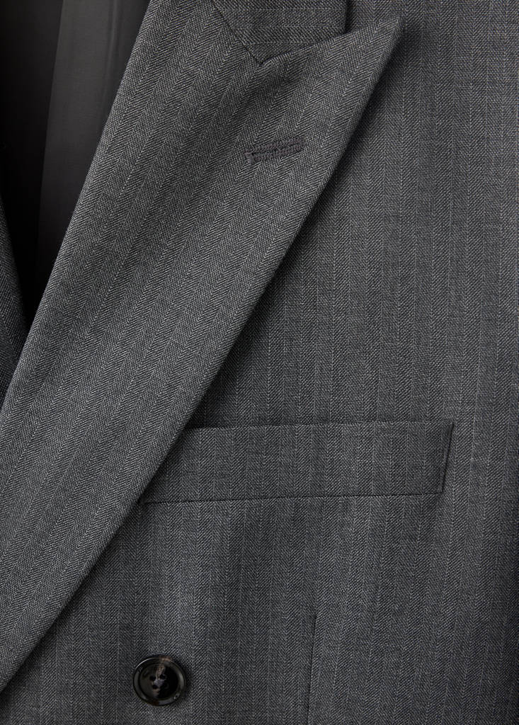 Monaco double-breasted slim-fit suit jacket — Medium Heather Grey