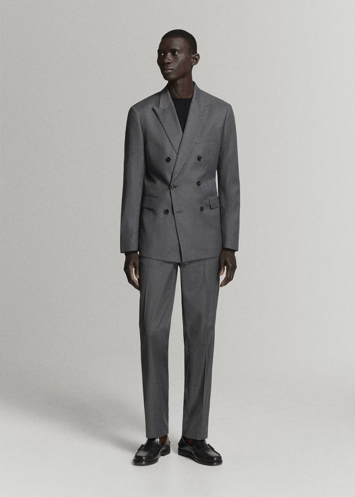 Monaco double-breasted slim-fit suit jacket — Medium Heather Grey