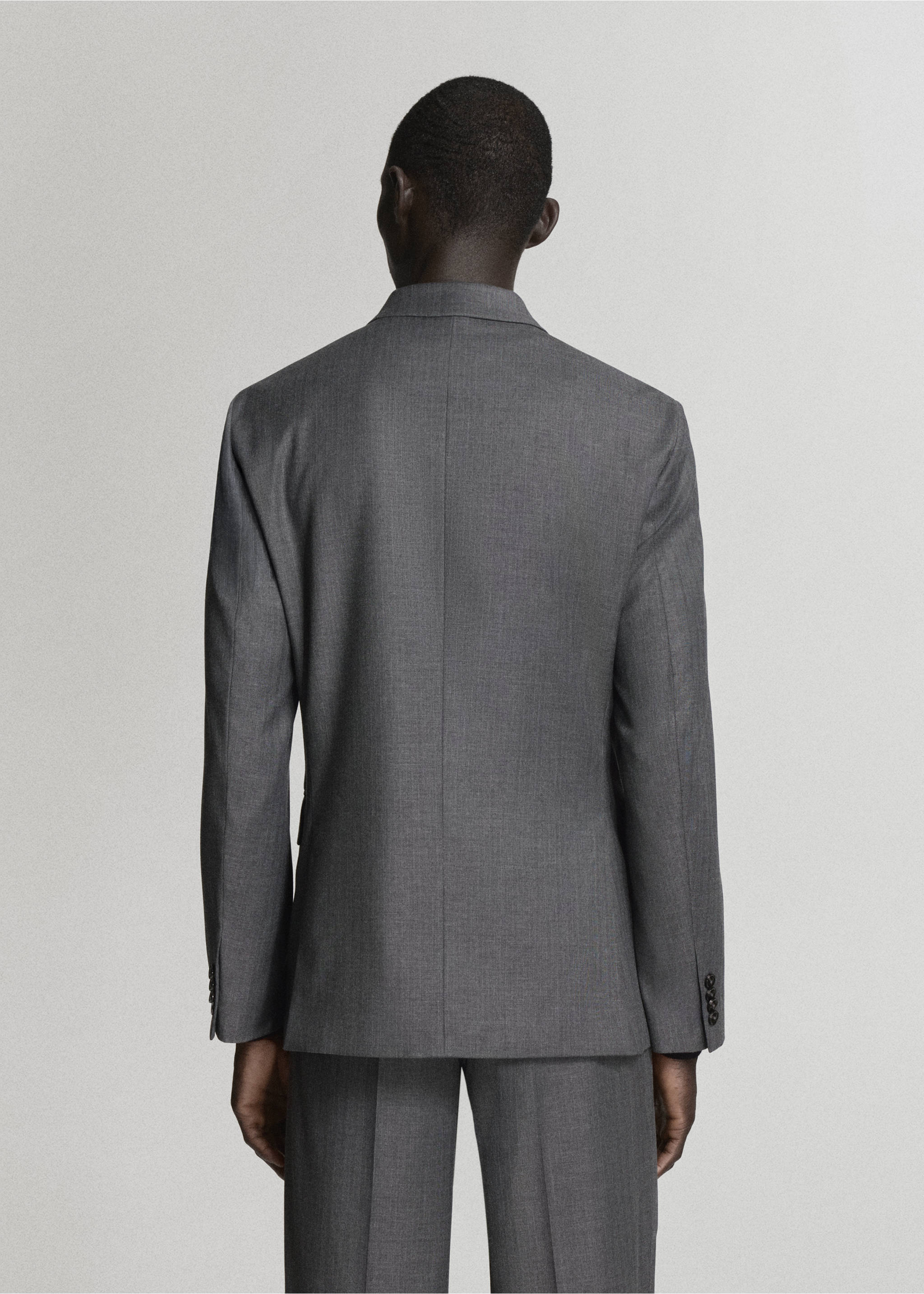 Monaco double-breasted slim-fit suit jacket - Reverse of the article, Medium Heather Grey. Ref: 37015159-01.