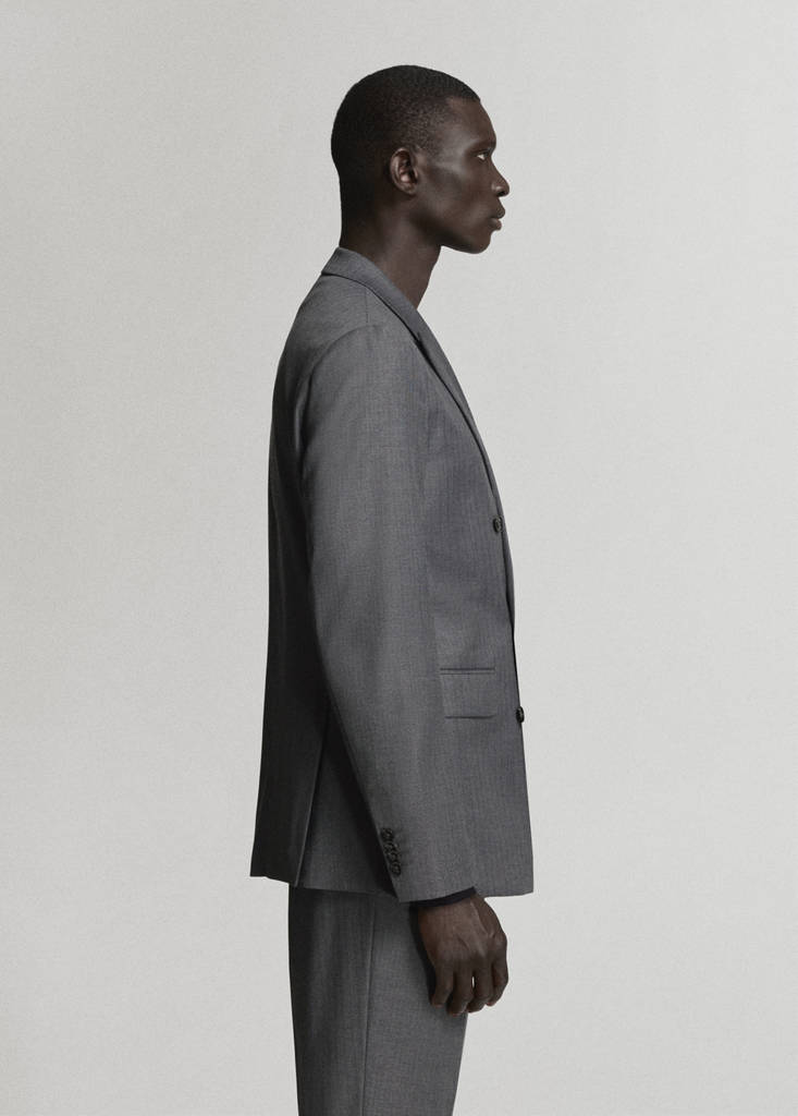 Monaco double-breasted slim-fit suit jacket — Medium Heather Grey