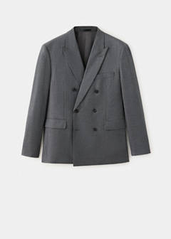 Monaco double-breasted slim-fit suit jacket — Medium Heather Grey 6