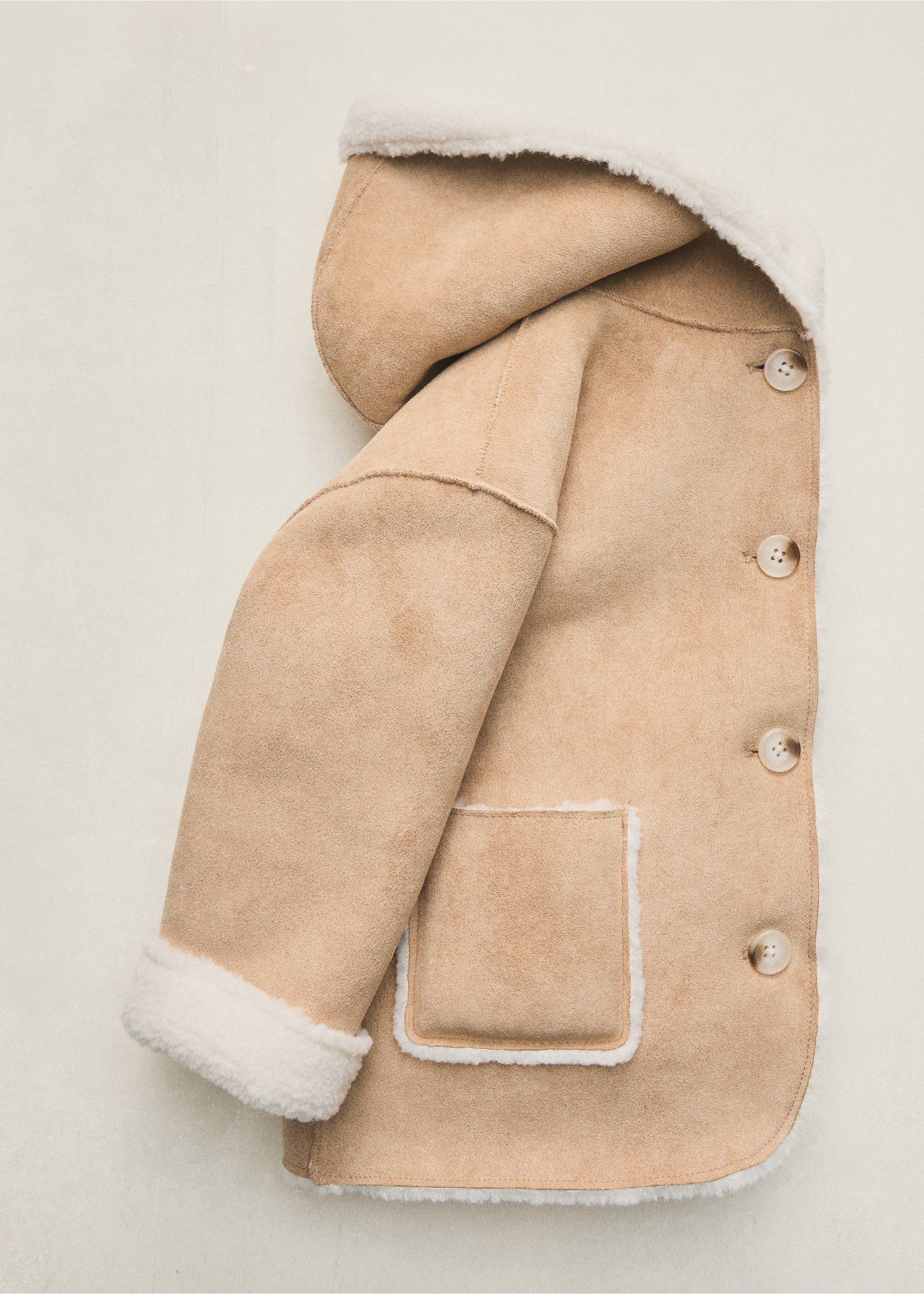 Long double-faced coat - Details of the article 5, Brown. Ref: 37015161-00.