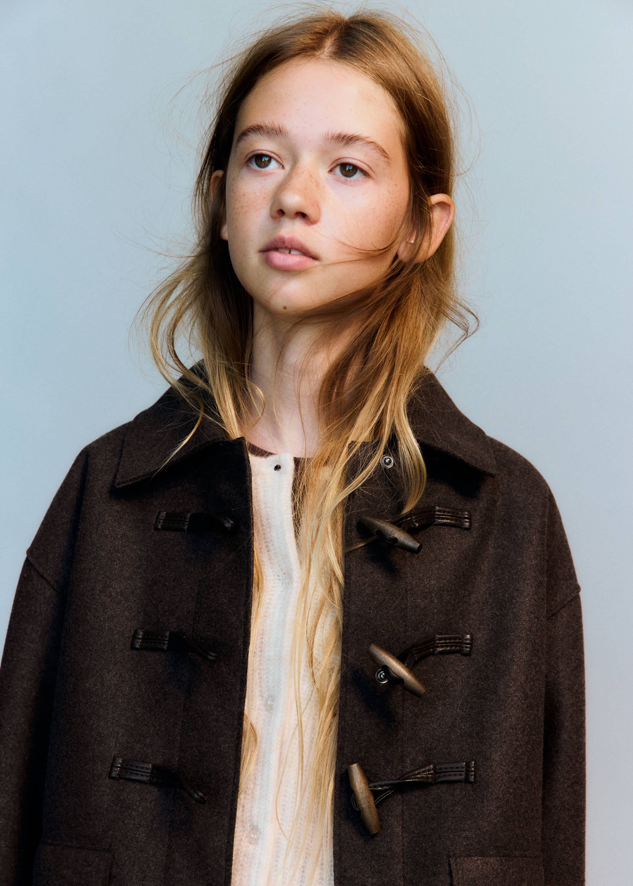 Manteau en drap avec boutons style duffle-coat - Détail de l'article 1