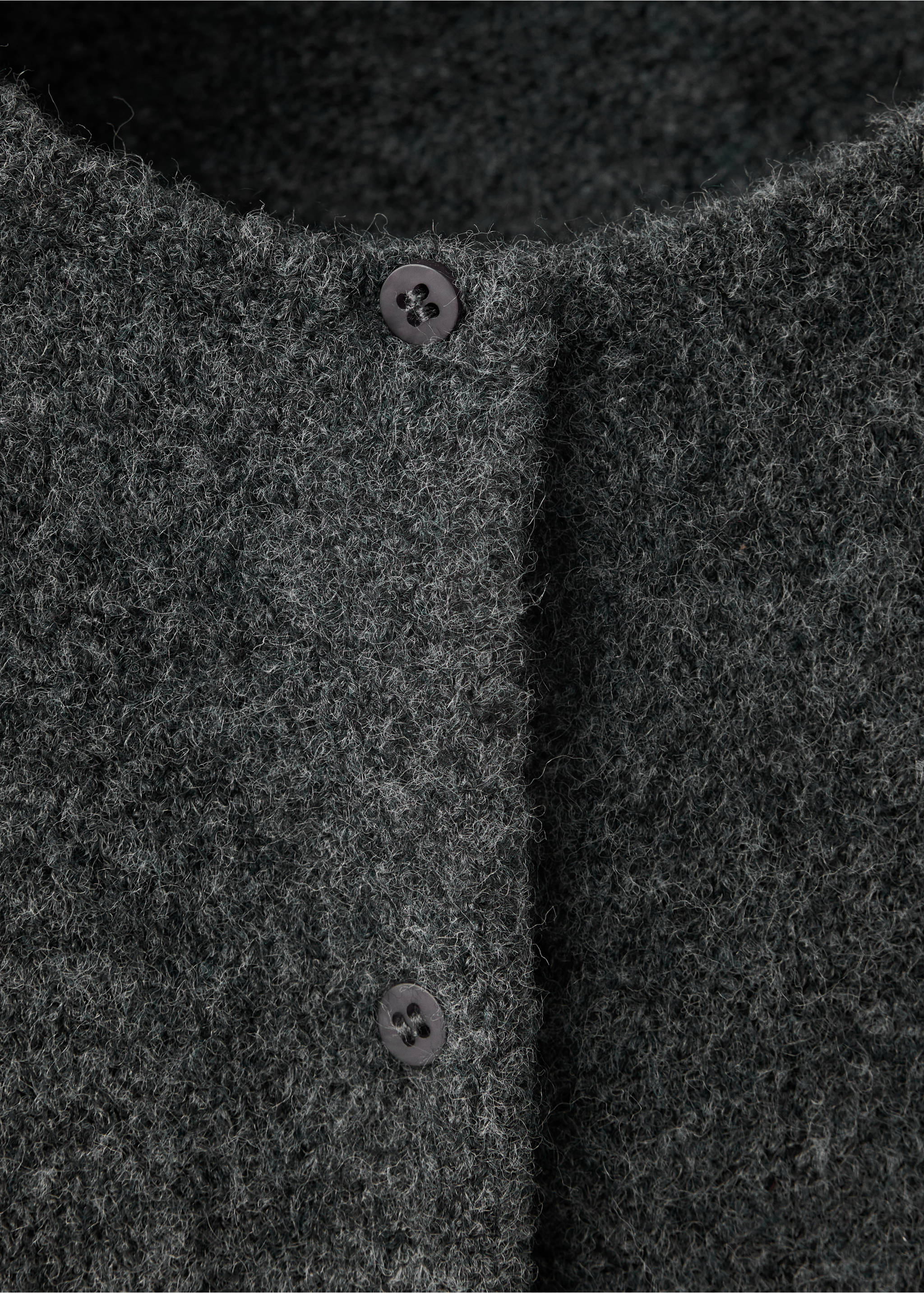 Buttoned knit cardigan - Details of the article 8, Charcoal. Ref: 37015163-00.