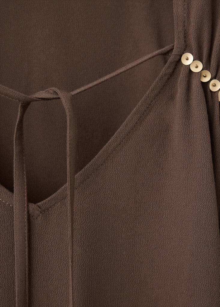 Sequin V-neck blouse — Brown