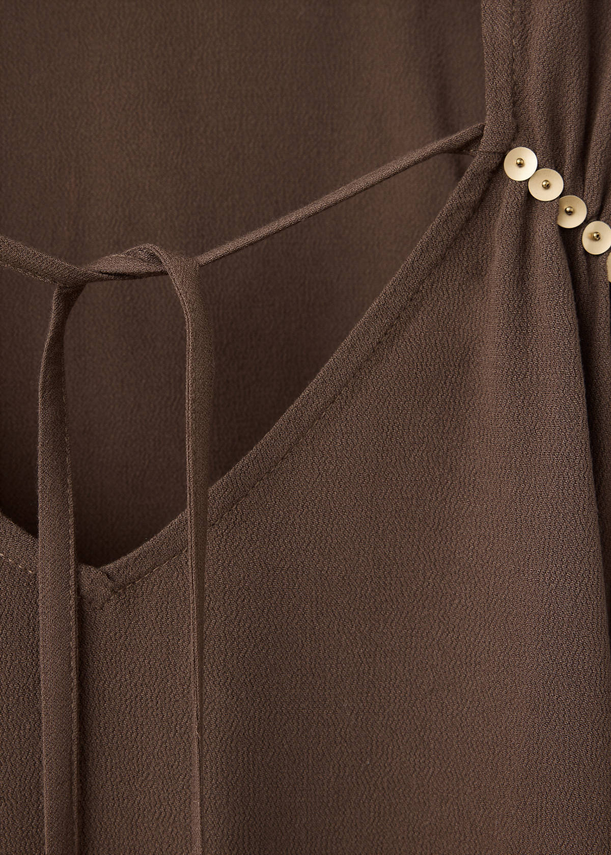 Sequin V-neck blouse — Brown