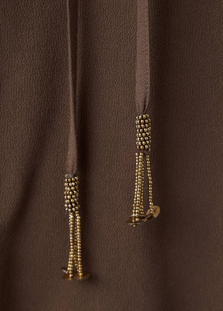 Sequin V-neck blouse — Brown
