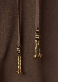 Sequin V-neck blouse — Brown 6