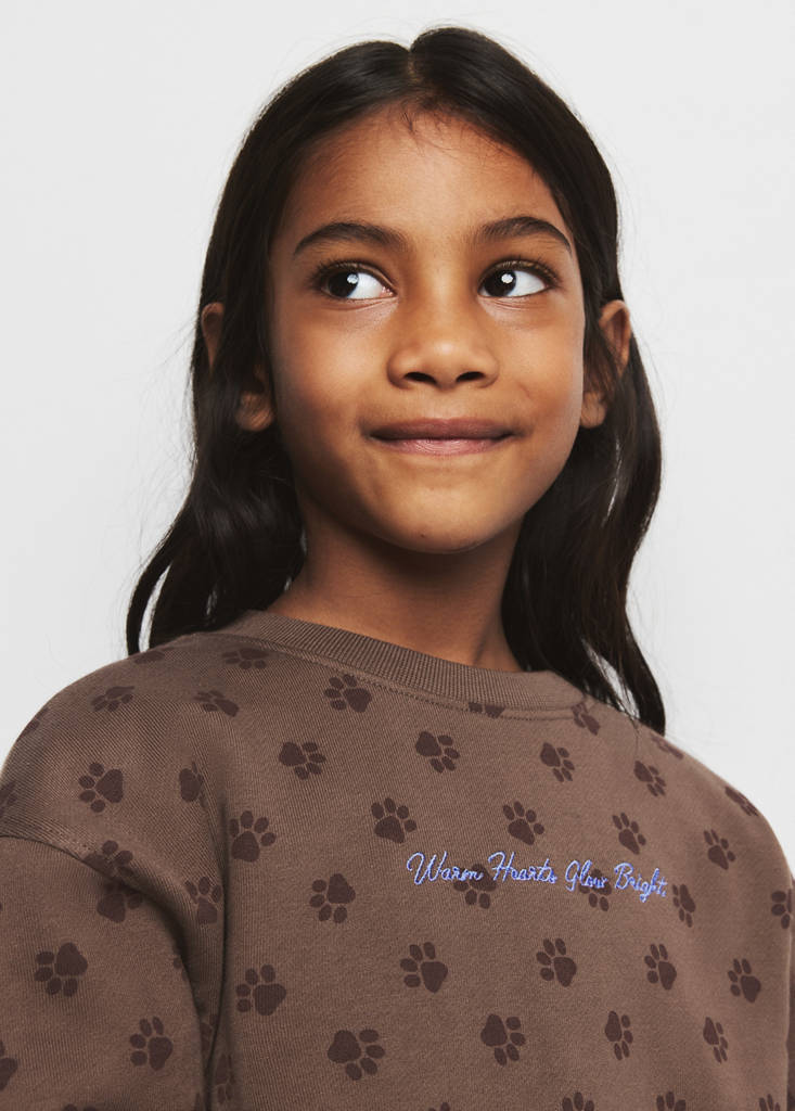Printed sweatshirt with embroidered detail — Brown