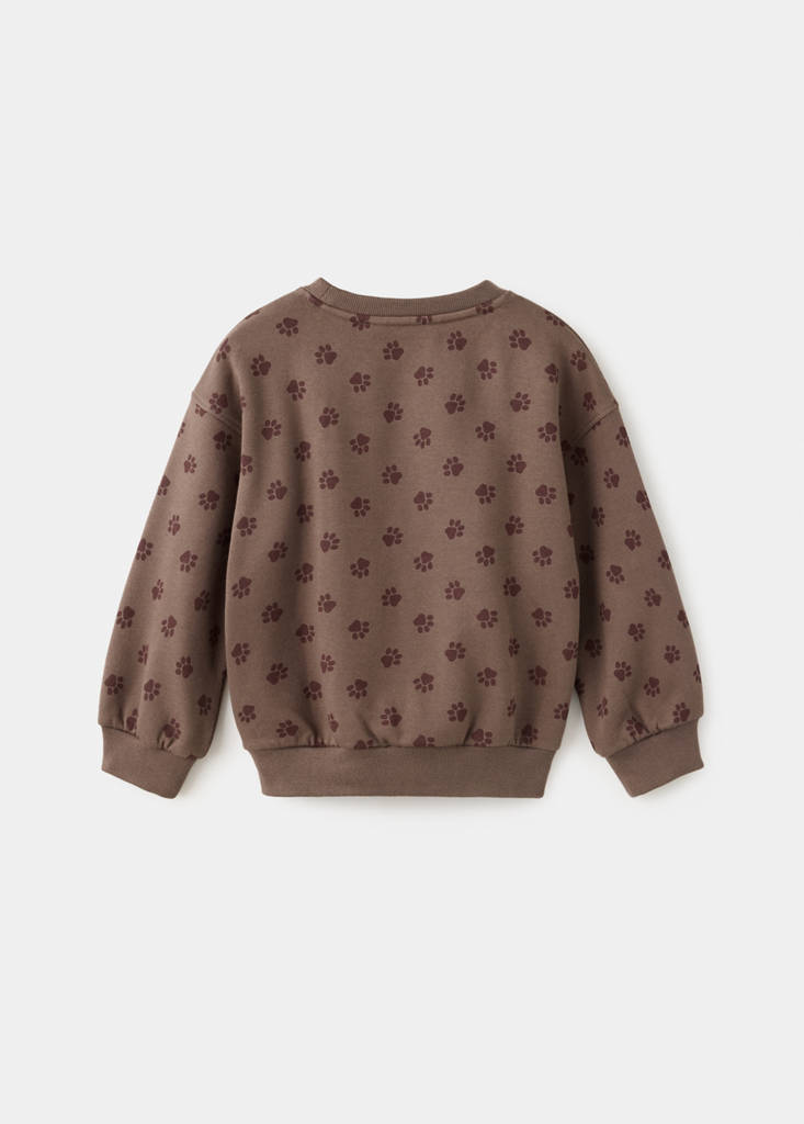 Printed sweatshirt with embroidered detail — Brown