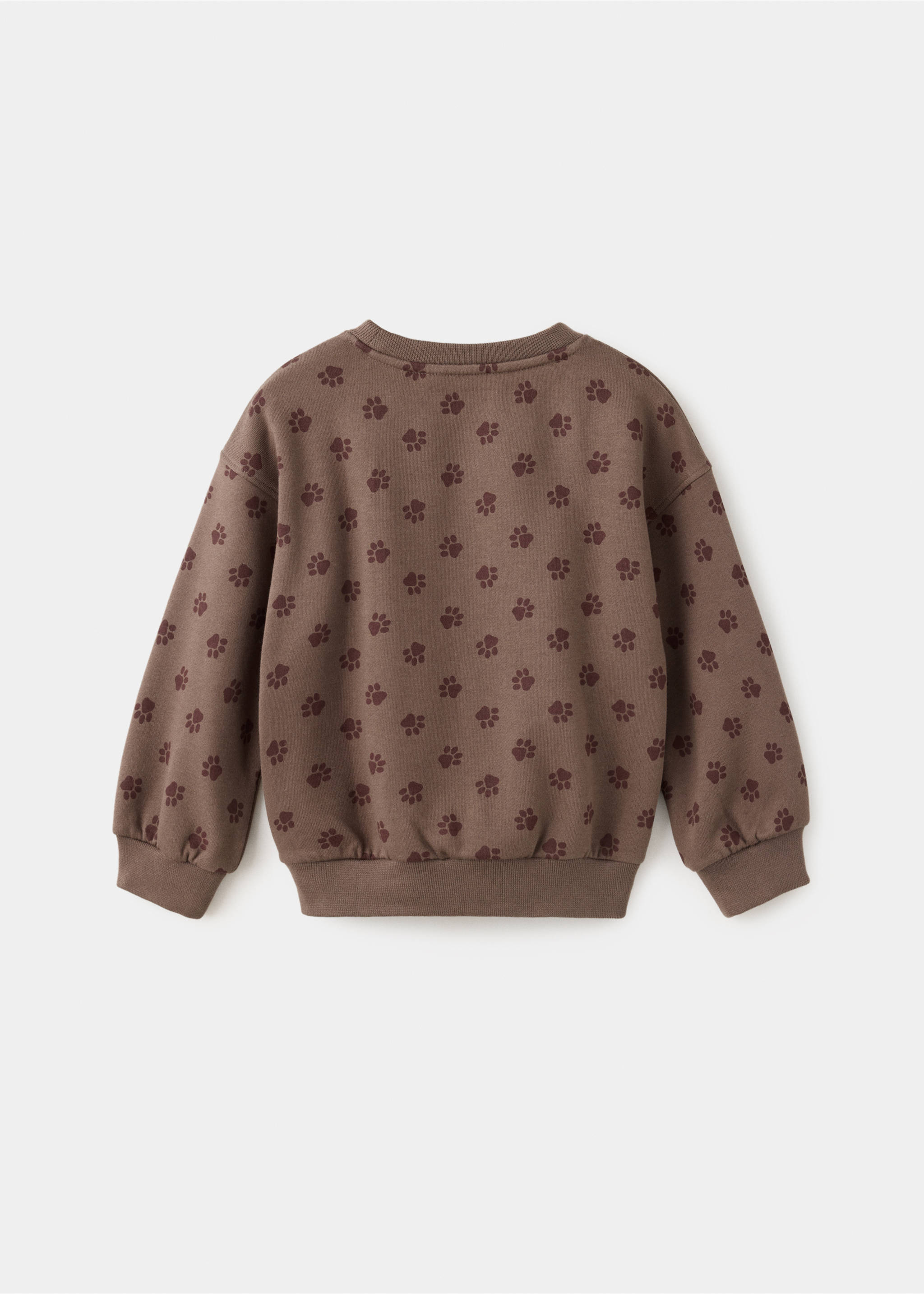 Printed sweatshirt with embroidered detail - Reverse of the article, Brown. Ref: 37015173-00.