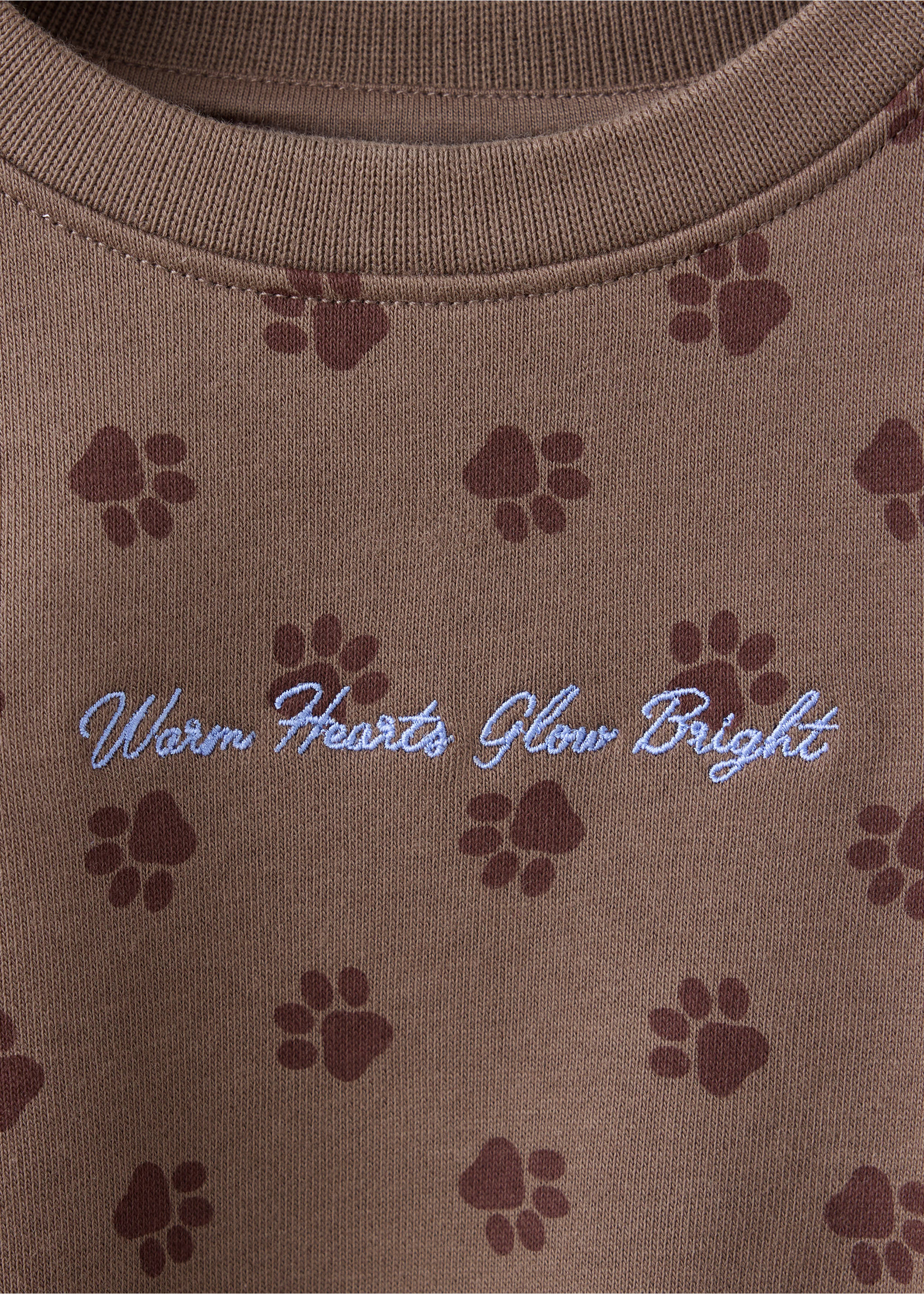 Printed sweatshirt with embroidered detail - Details of the article 8, Brown. Ref: 37015173-00.