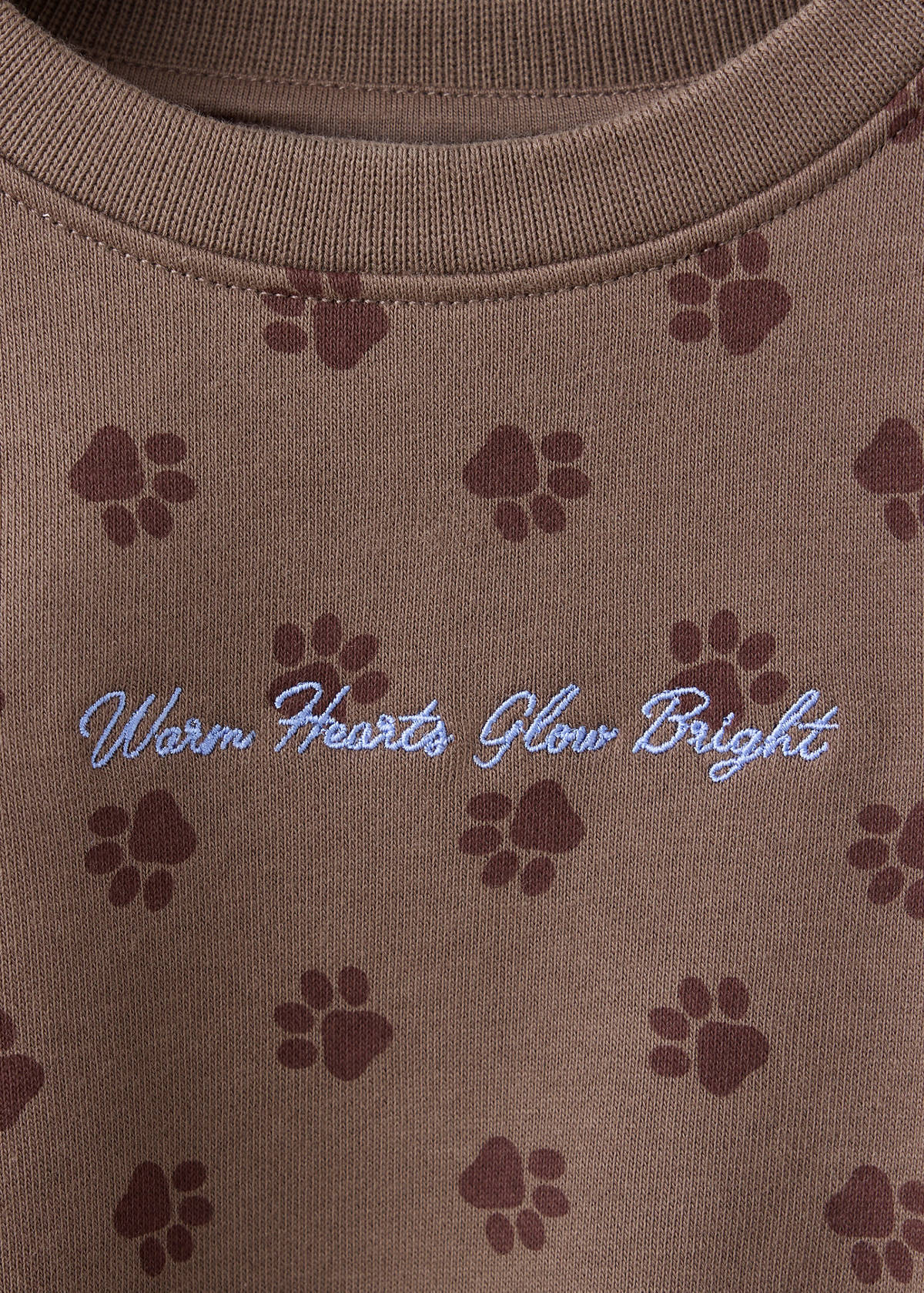 Printed sweatshirt with embroidered detail — Brown