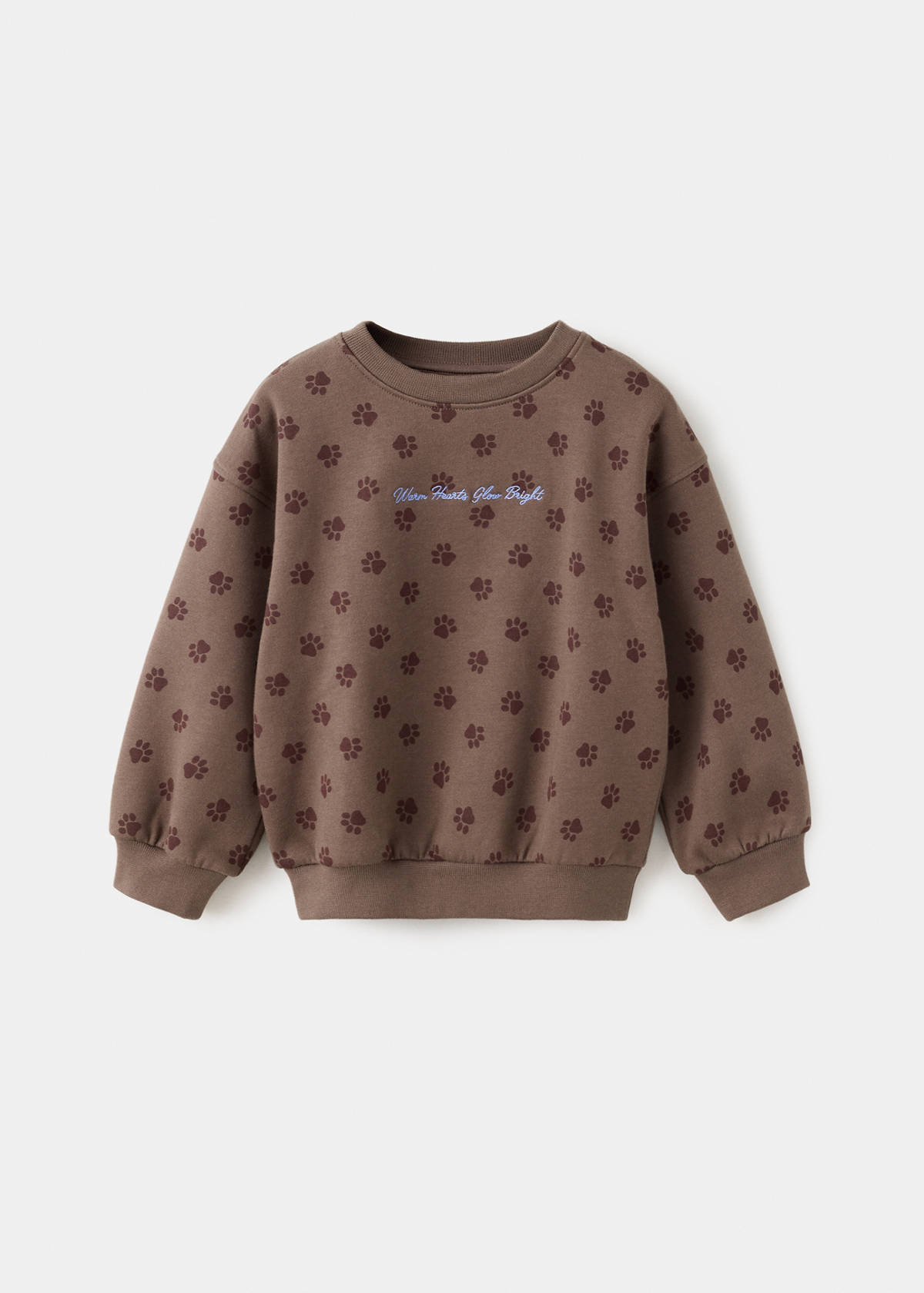 Printed sweatshirt with embroidered detail — Brown