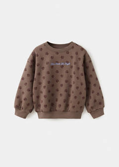 Printed sweatshirt with embroidered detail — Brown 2
