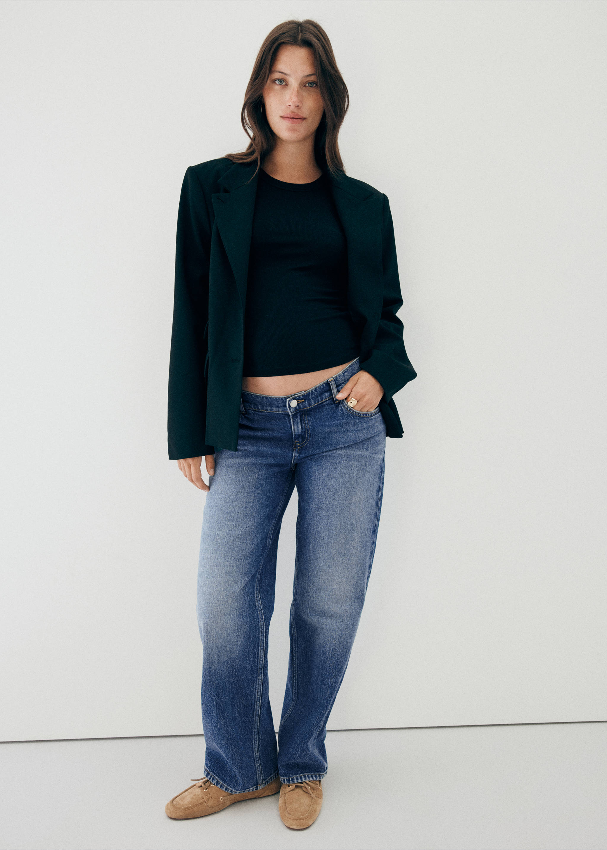 Maternity Straight Jeans - General plane, Dark Blue. Ref: 37015174-00.