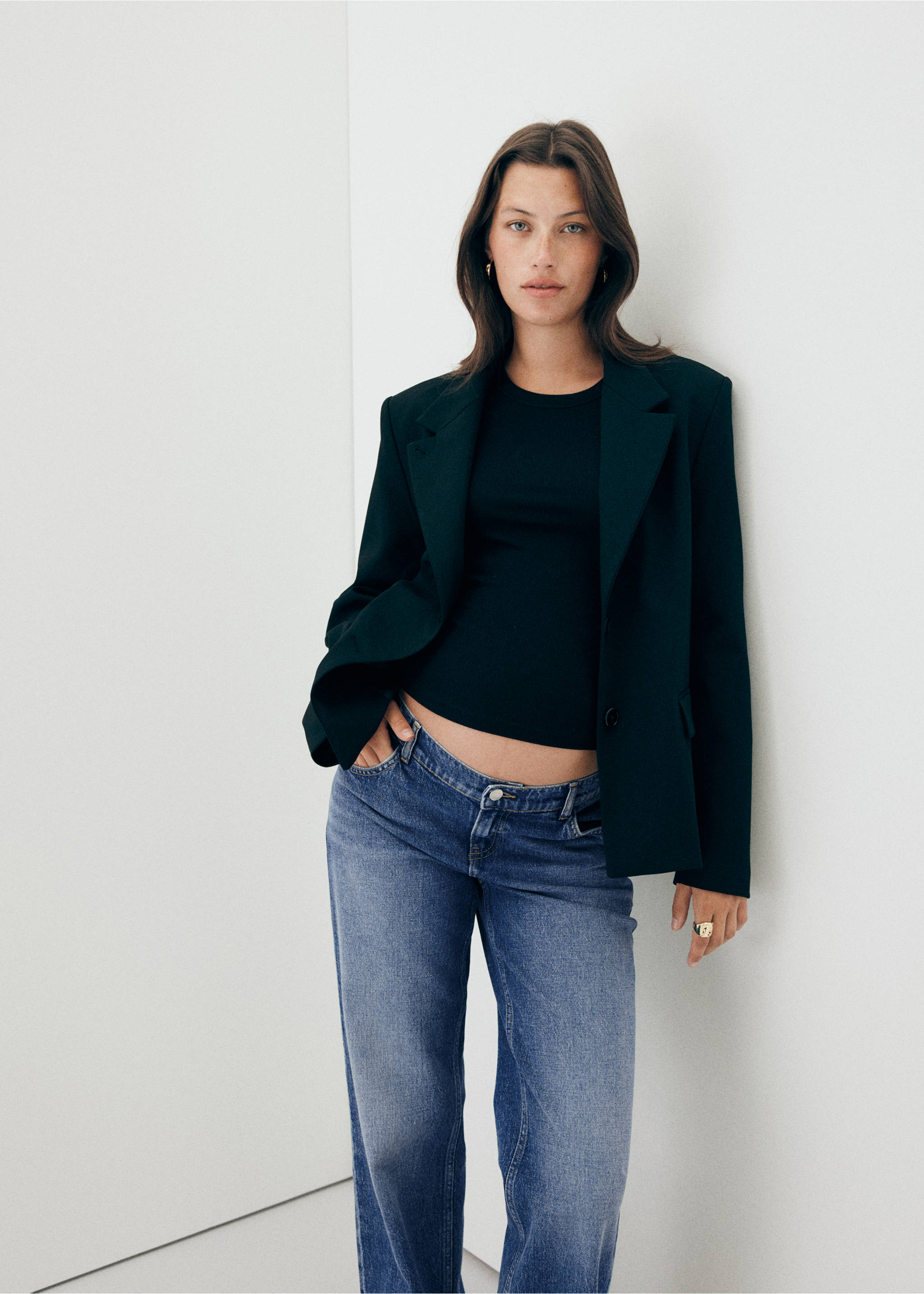 Maternity Straight Jeans - Details of the article 1, Dark Blue. Ref: 37015174-00.