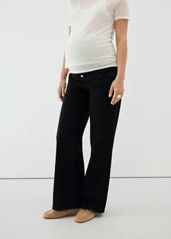 Wide leg maternity jeans — Black denim 1