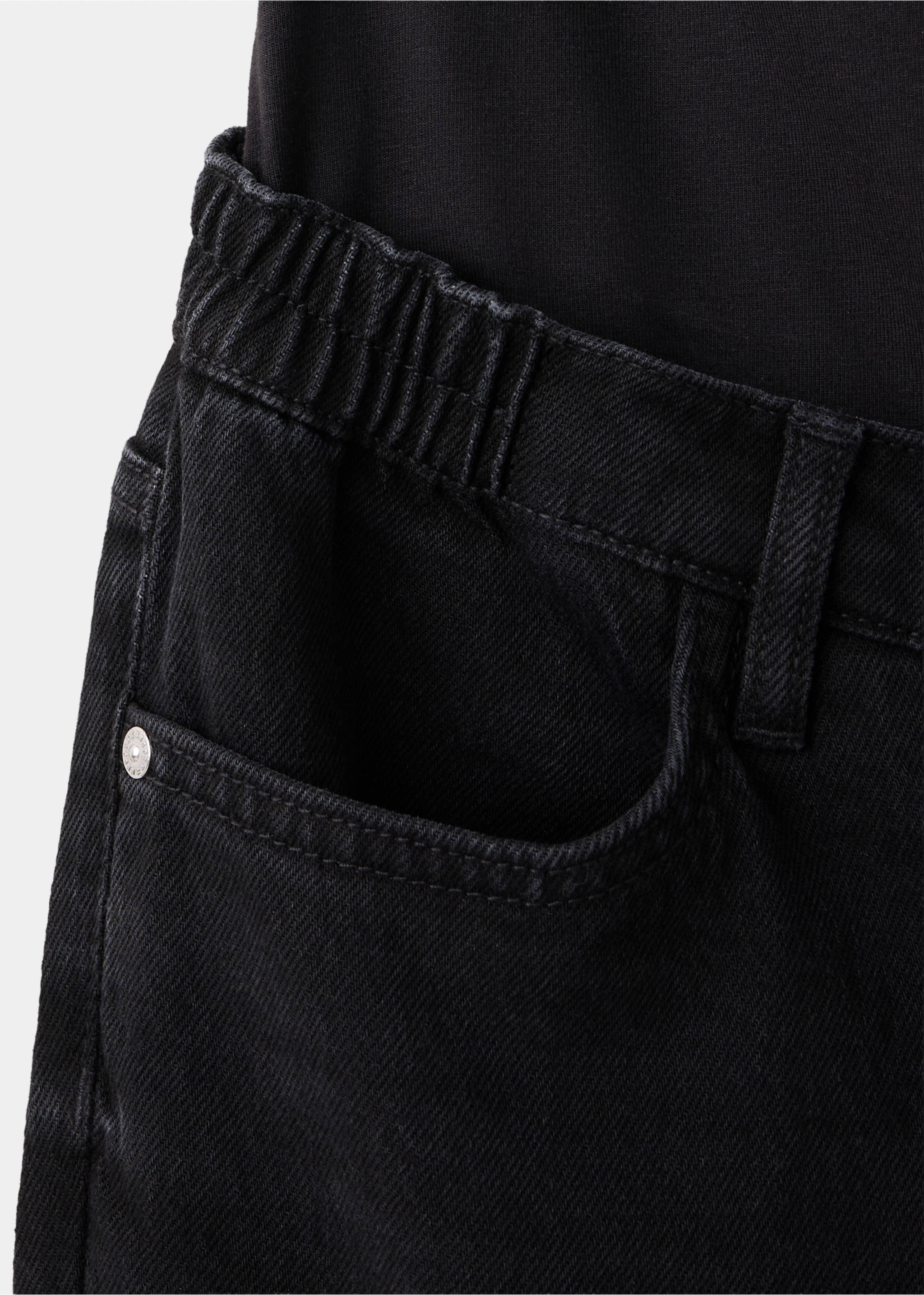Maternity Straight Jeans - Details of the article 8, Black denim. Ref: 37015177-00.