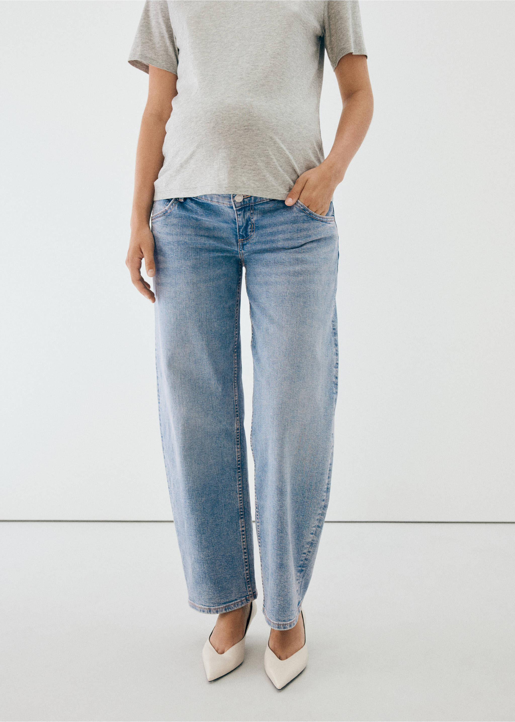 Maternity balloon-fit jeans - Medium plane, Medium Blue. Ref: 37015178-00.