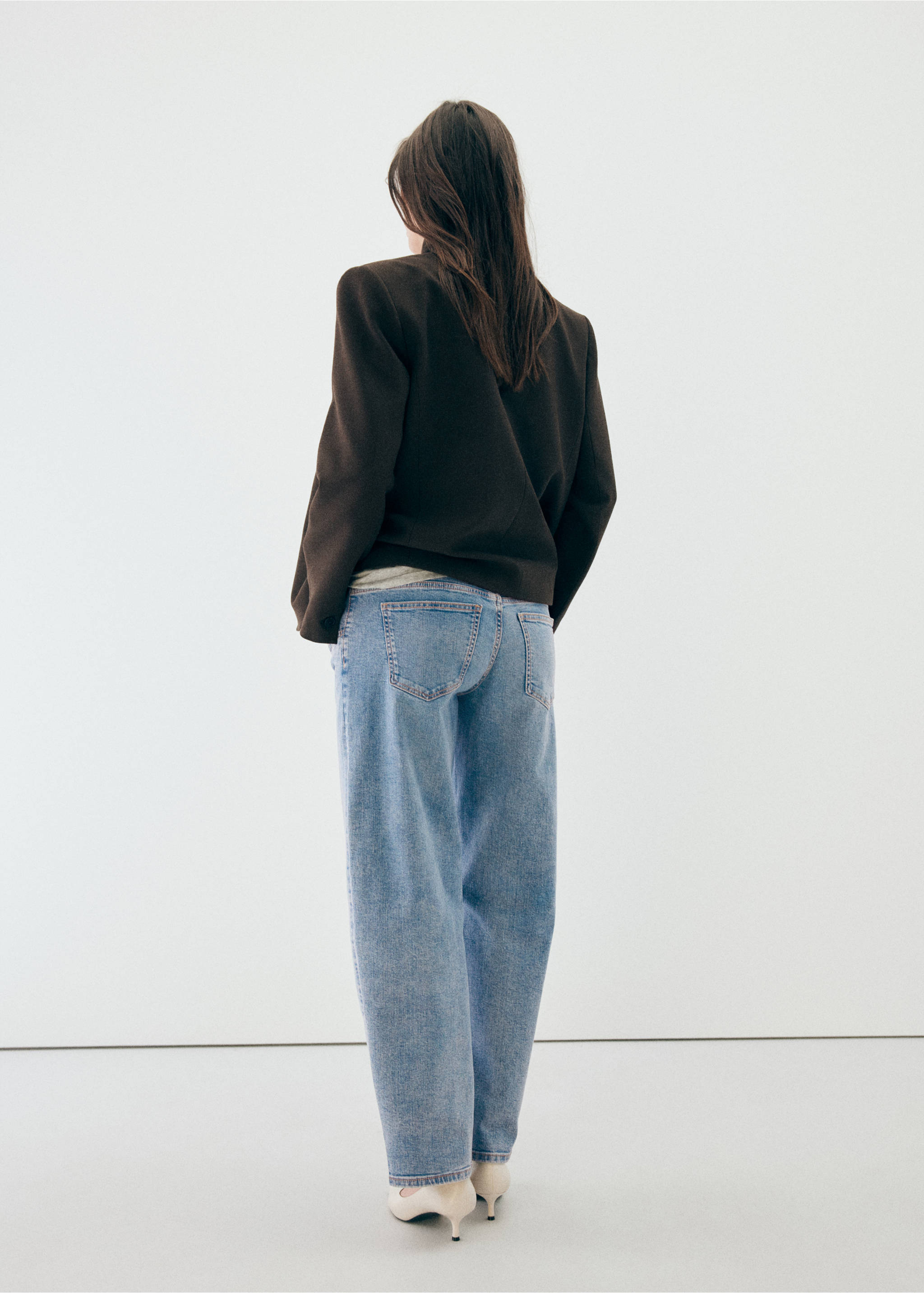 Maternity balloon-fit jeans - Reverse of the article, Medium Blue. Ref: 37015178-00.