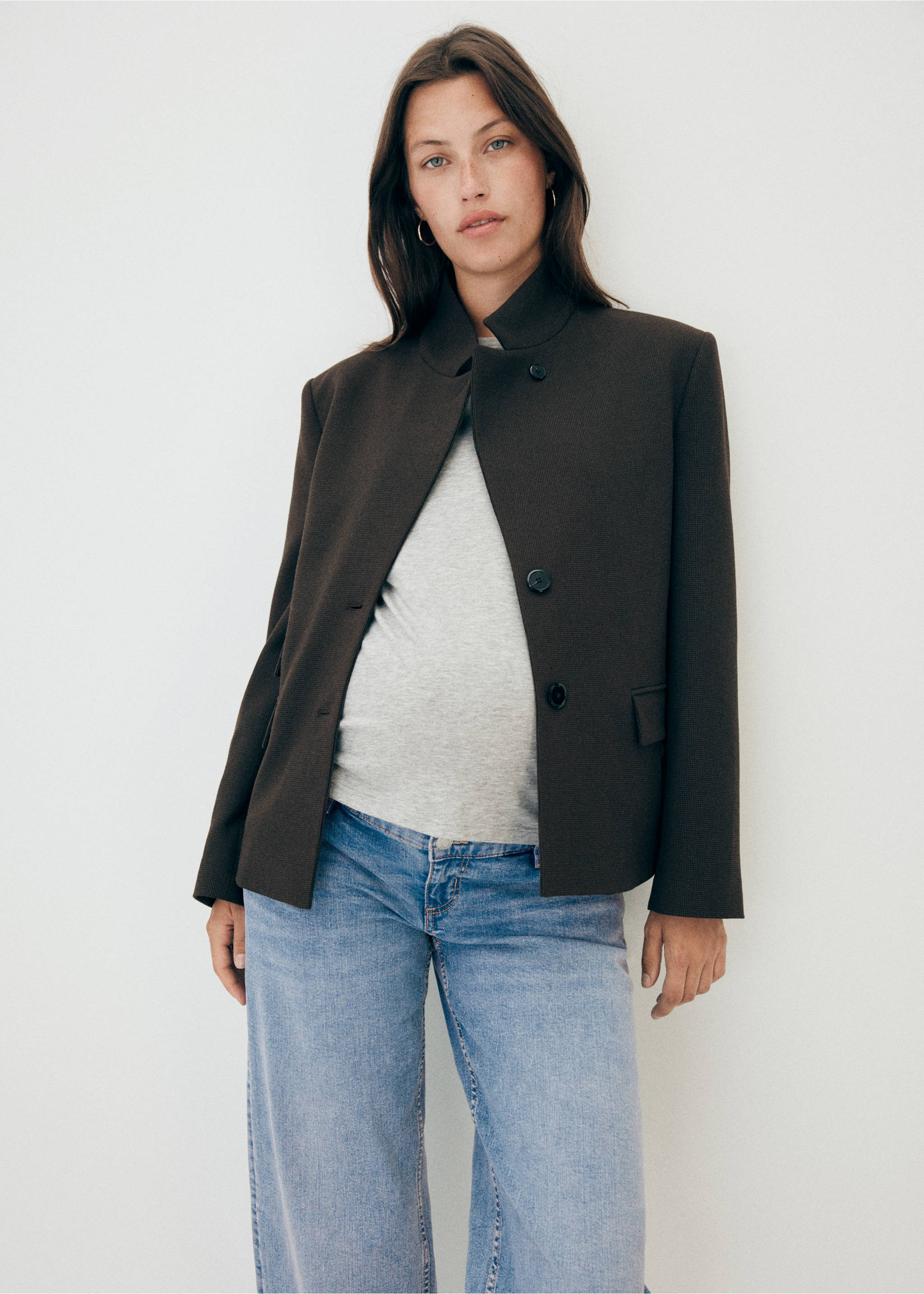 Maternity balloon-fit jeans - Details of the article 1, Medium Blue. Ref: 37015178-00.