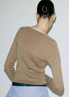 Ribbed knit jumper with contrast edging — Medium Brown 3