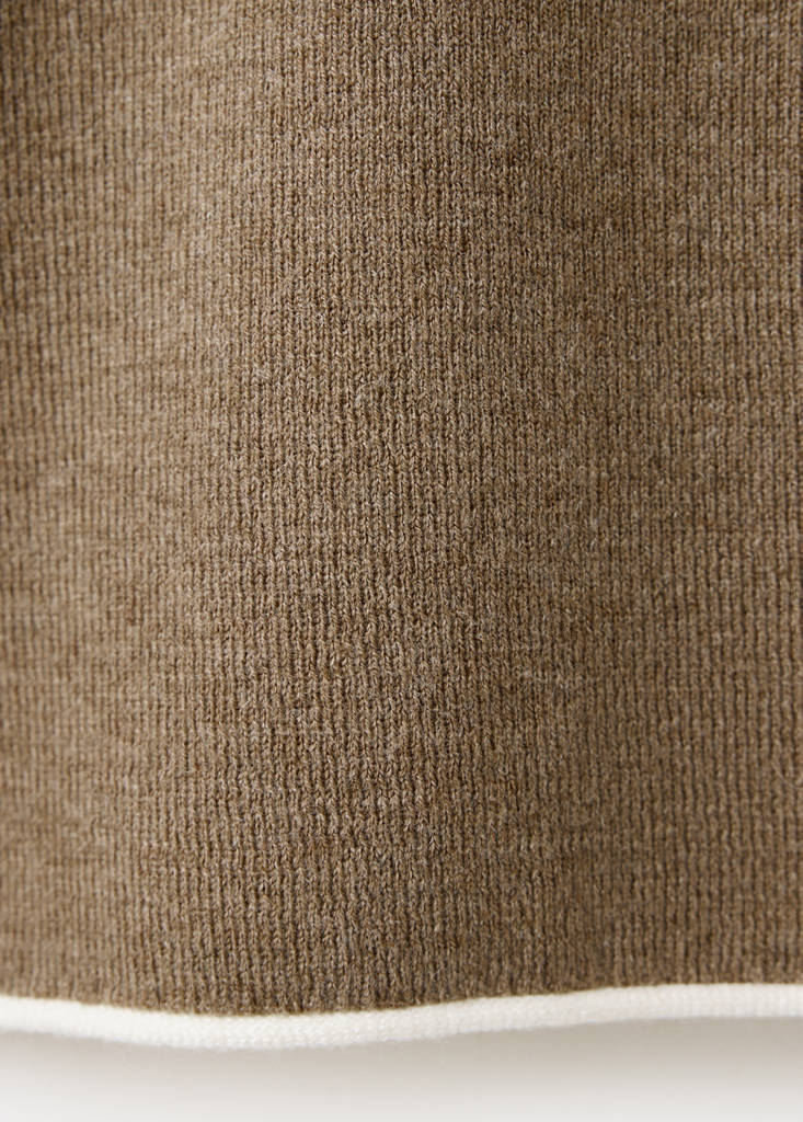 Ribbed knit jumper with contrast edging — Medium Brown
