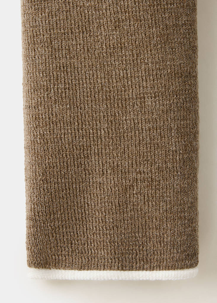 Ribbed knit jumper with contrast edging — Medium Brown