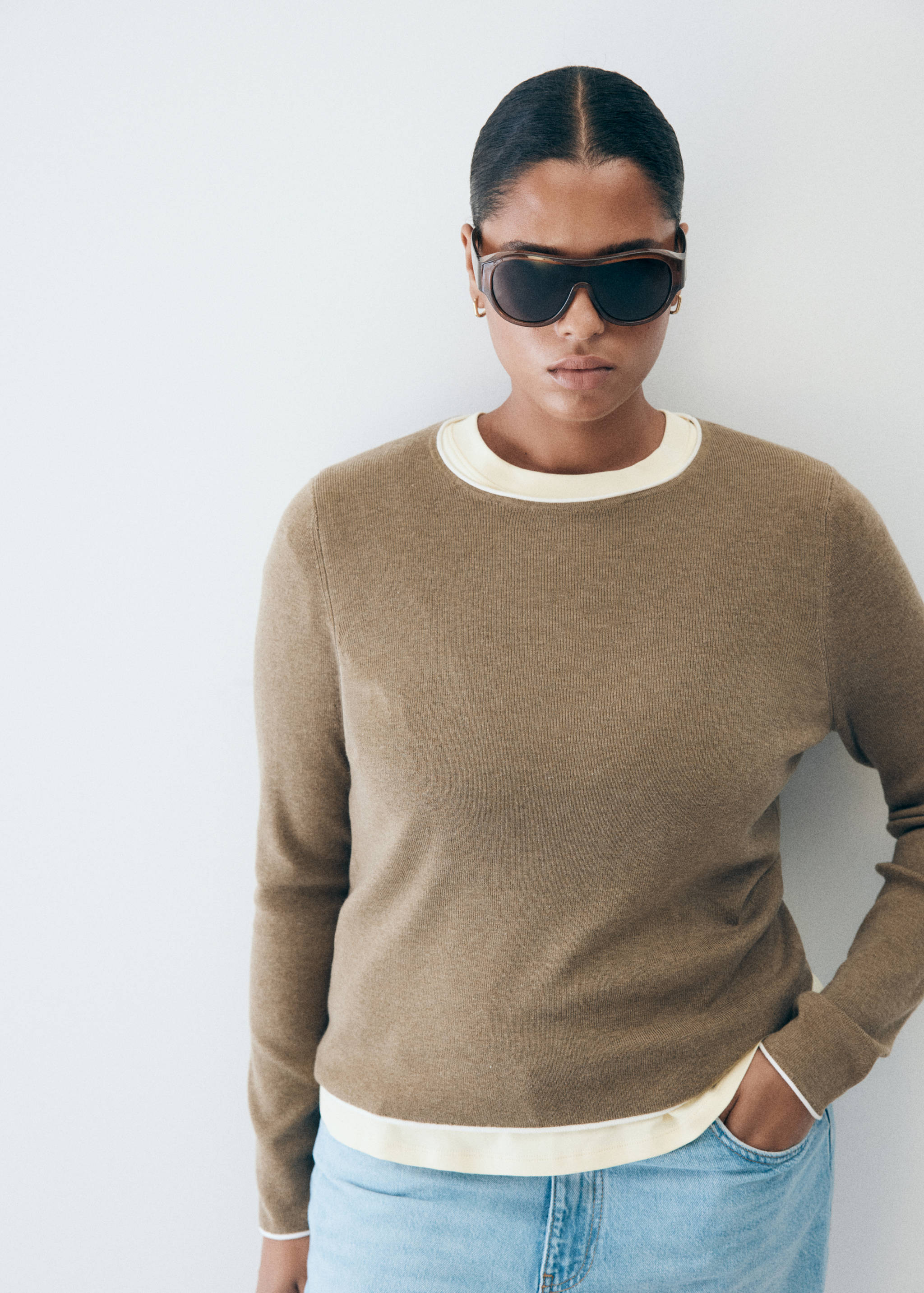Ribbed knit jumper with contrast edging - Details of the article 6