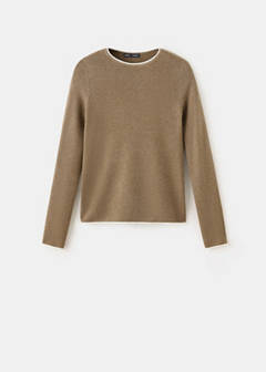 Ribbed knit jumper with contrast edging — Medium Brown 8