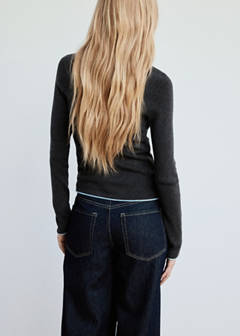 Ribbed knit jumper with contrast edging — Grey 3