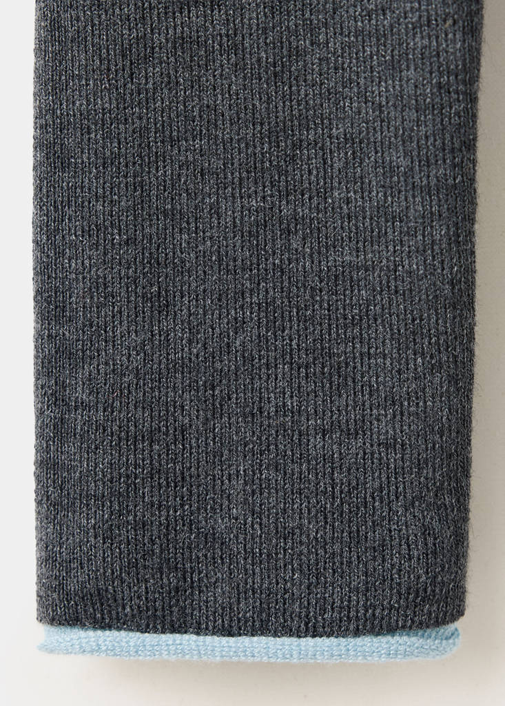 Ribbed knit jumper with contrast edging — Grey