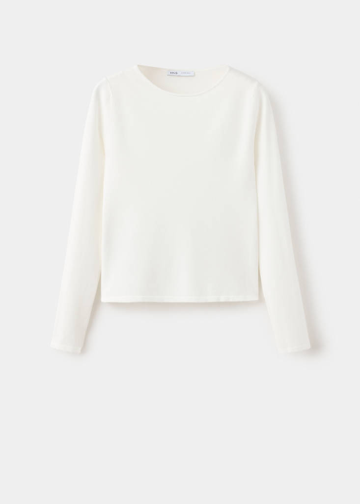Fitted boat neck jumper — Ecru