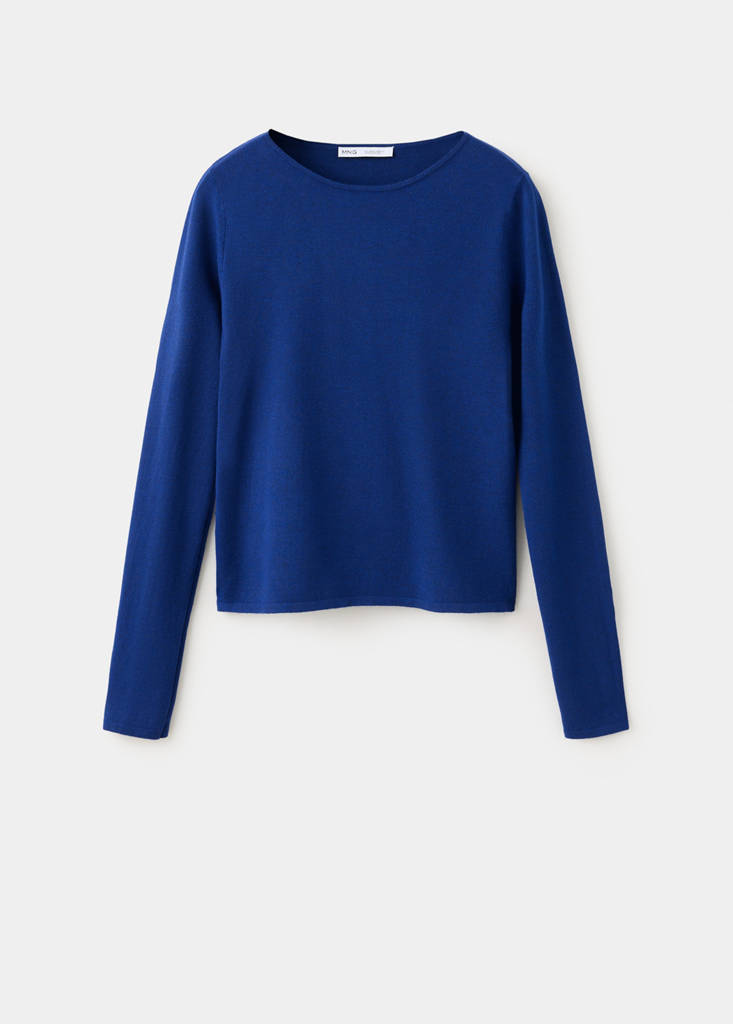 Fitted boat neck jumper — Vibrant blue