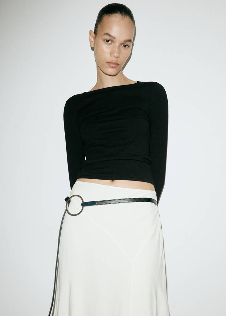 Fitted boat neck jumper — Black