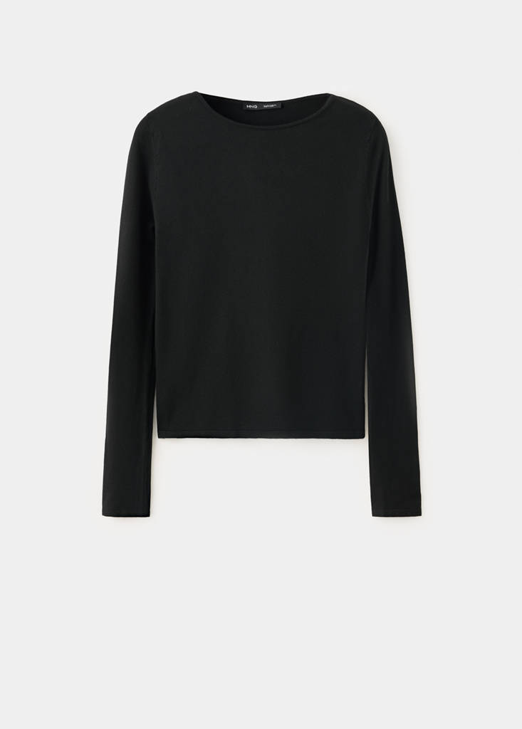 Fitted boat neck jumper — Black