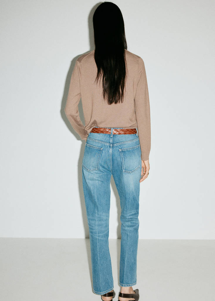 Fine-knit crew-neck sweater — Medium Brown