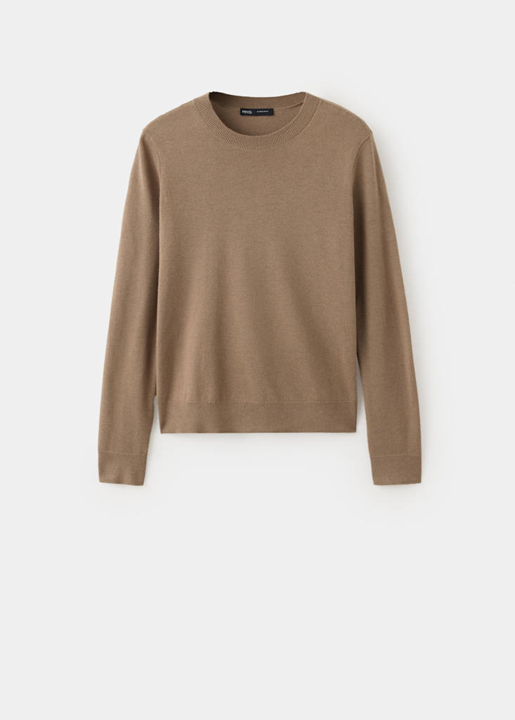 Fine-knit crew-neck sweater — Medium Brown